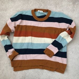 Madewell striped ribbed sweater with pocket